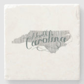 ノースカロライナヴィンテージタイポグラフィ州シェイプグレー ストーンコースター (正面)