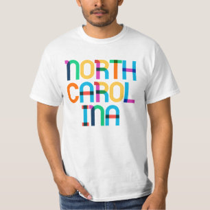 ノースカロライナヴィンテージポップ・アートのレトロアーカラフルトタイプ Tシャツ
