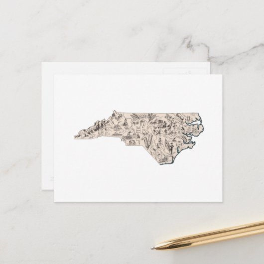 ノースカロライナヴィンテージ写真マップアンティークグラフ ポストカード (正面/裏面インサイチュ)