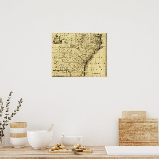 ノースカロライナ州とサウスカロライナ州 – パノラマ ポスター (キッチン)