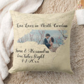 ノースカロライナ州に住む古い地図州写真 クッション (ブランケット)