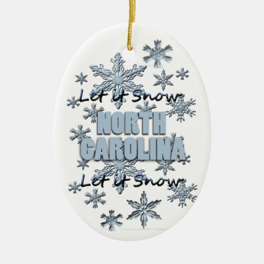 ノースカロライナ州のクリスマス飾りに雪をかける セラミックオーナメント (正面)
