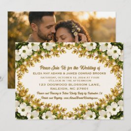 ノースカロライナ州のハナミズキの写真の結婚式招待状 セーブザデート