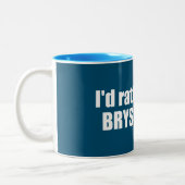 ノースカロライナ州のブライソンシティホテルに行きたい ツートーンマグカップ (左)