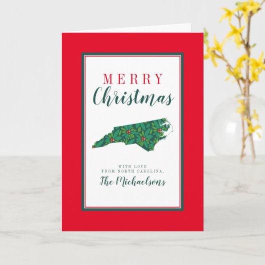 ノースカロライナ州のメリークリスマス カード (黄色い花)