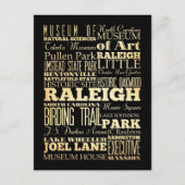 ノースカロライナ州のレイリー市 タイポグラフィー ポストカード (正面)