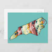 ノースカロライナ州の図解入りの、写真付きの地はっきりしたカラフル図 ポストカード (正面/裏面)