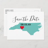 ノースカロライナ州の地図の図形の日付を保存する 案内ポストカード (正面/裏面)