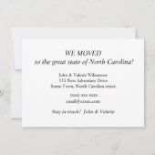 ノースカロライナ州の地図を移動する発表 (裏面)