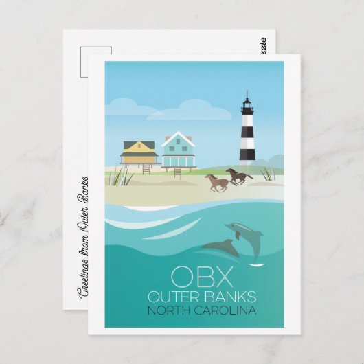 ノースカロライナ州の外側の銀行はがき ポストカード (正面/裏面)