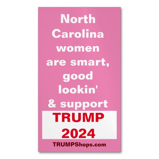 ノースカロライナ州の女性が25ピンクBのTRUMP pkをサポート マグネット名刺 (正面縦)