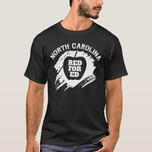 ノースカロライナ州の教師の抗議 赤 リンゴ Tシャツ (正面)