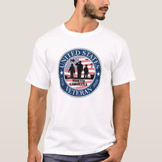 ノースカロライナ州の退役軍人 250 デザイン - 白の輪郭 Tシャツ