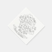 ノースカロライナ州の鳥と花の着色ページ スタンダードカクテルナプキン (角)