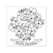 ノースカロライナ州の鳥と花の着色ページ セルフインキングスタンプ (デザイン)