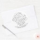 ノースカロライナ州の鳥と花の着色ページ ラウンドシール (封筒)