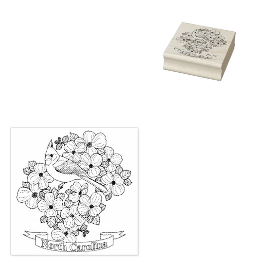 ノースカロライナ州の鳥と花の着色ページ ラバースタンプ (押印)