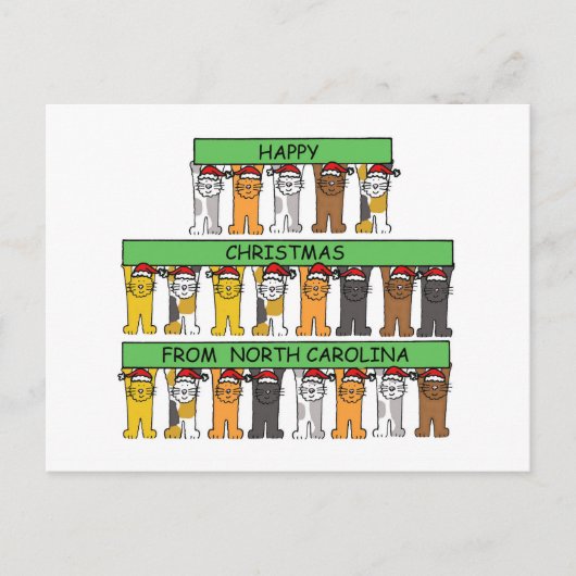 ノースカロライナ州のHappy Christmas、猫。 シーズンポストカード (正面)