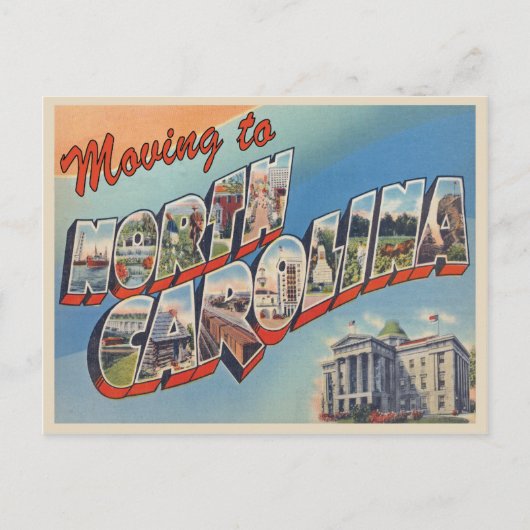 ノースカロライナ州へのヴィンテージ変更の住所 案内ポストカード (正面)
