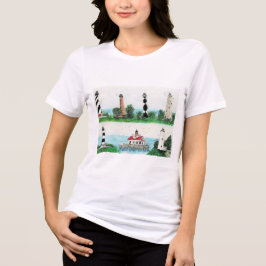 ノースカロライナ州アウターバンクスの灯台 トライブレンドTシャツ