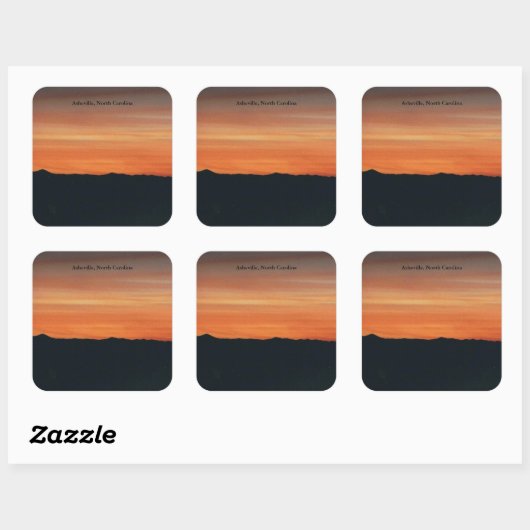 ノースカロライナ州アッシュビルのステッカー スクエアシール (シート)