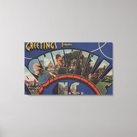 ノースカロライナ州アッシュビル – ラージレターのシーン2 キャンバスプリント (正面)