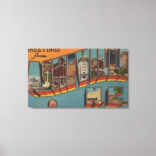 ノースカロライナ州アッシュビル – ラージ・レター・シーン キャンバスプリント (正面)