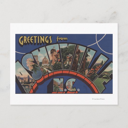 ノースカロライナ州アッシュビル – ラージ・レター・シーン ポストカード (正面)