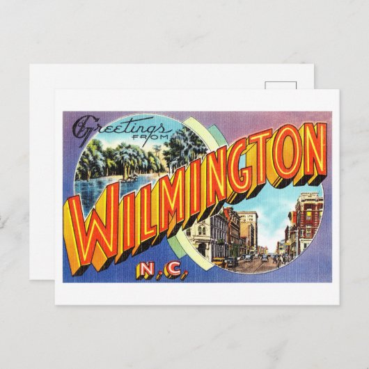 ノースカロライナ州ウィルミントンからのヴィンテージの挨拶 ポストカード (正面/裏面)