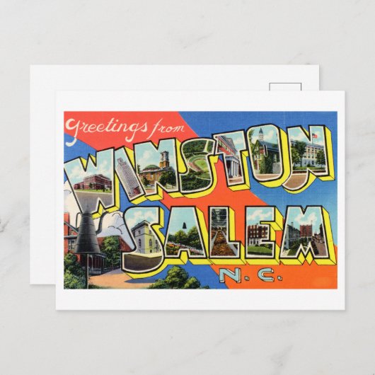 ノースカロライナ州ウィンストン・セーラムからの挨拶 ポストカード (正面/裏面)