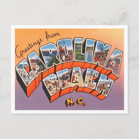 ノースカロライナ州カロライナビーチからの挨拶 ポストカード (正面)
