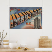 ノースカロライナ州グリーンズボロ – ラージレターシーン ポスター (キッチン)