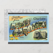 ノースカロライナ州シャーロットからの挨拶ヴィンテージ ポストカード (正面/裏面)