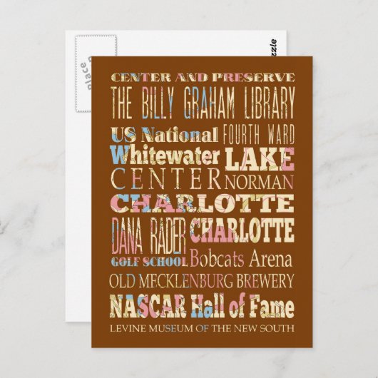 ノースカロライナ州シャーロットの有名な場所 ポストカード (正面/裏面)