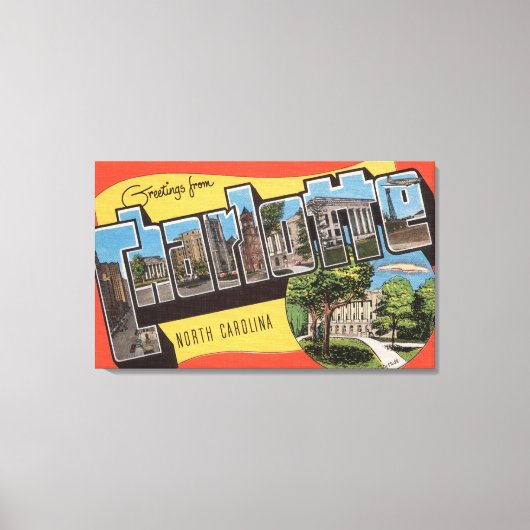 ノースカロライナ州シャーロット – ラージ・レター・シーン キャンバスプリント (正面)