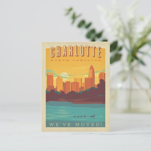 ノースカロライナ州シャーロット |引っ越しました インビテーションポストカード (スタンド正面)