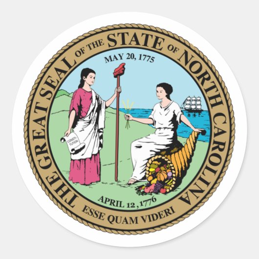 ノースカロライナ州シール – ラウンドシール (正面)