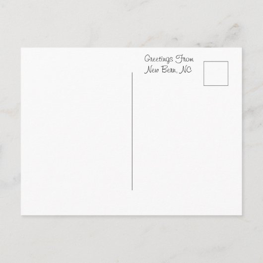 ノースカロライナ州ニューベルンからの挨拶 ポストカード (裏面)