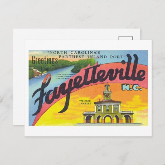 ノースカロライナ州ファイエットビルからの挨拶 ポストカード (正面/裏面)
