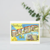 ノースカロライナ州ローリーからのヴィンテージの挨拶 ポストカード (スタンド正面)