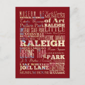 ノースカロライナ州ローリーの有名な場所。 ポストカード (正面)