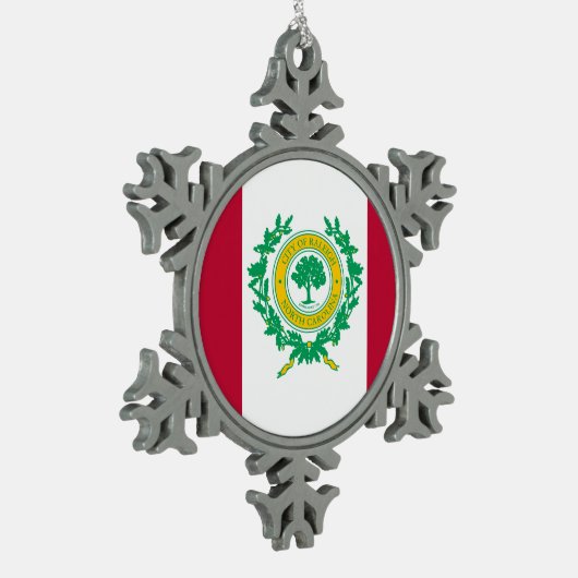 ノースカロライナ州ローリー州旗Snowflake Peter C スノーフレークピューターオーナメント (左)