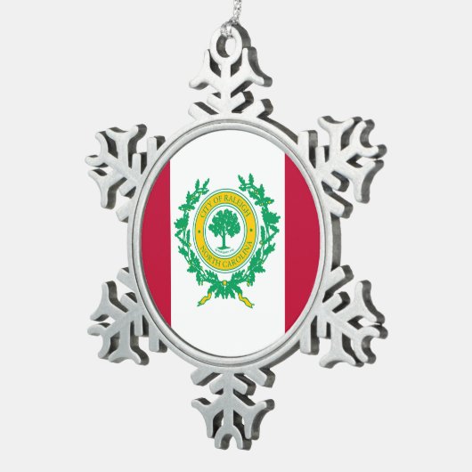 ノースカロライナ州ローリー州旗Snowflake Peter C スノーフレークピューターオーナメント (右)