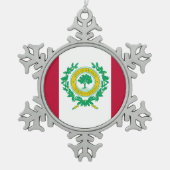 ノースカロライナ州ローリー州旗Snowflake Peter C スノーフレークピューターオーナメント (正面)