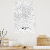 ノースカロライナ州ローリー(黒の白) ポスター (キッチン)