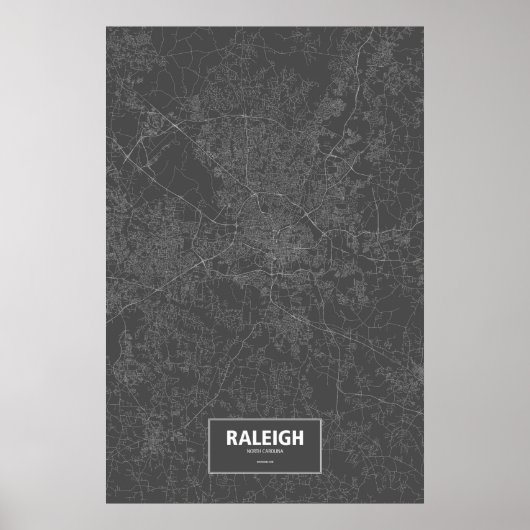 ノースカロライナ州ローリー（黒は白） ポスター (正面)