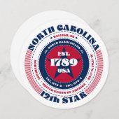 ノースカロライナ州円形タイポグラフィフラットカード (正面/裏面)