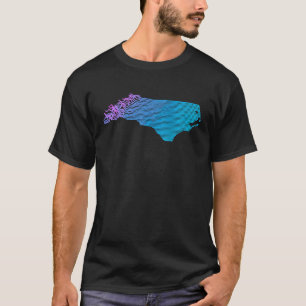 ノースカロライナ州分割地形標高マップ Tシャツ