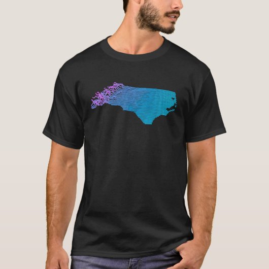 ノースカロライナ州分割地形標高マップ Tシャツ (正面)