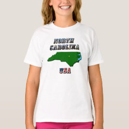 ノースカロライナ州地図の概要、写真と米国国旗の文字